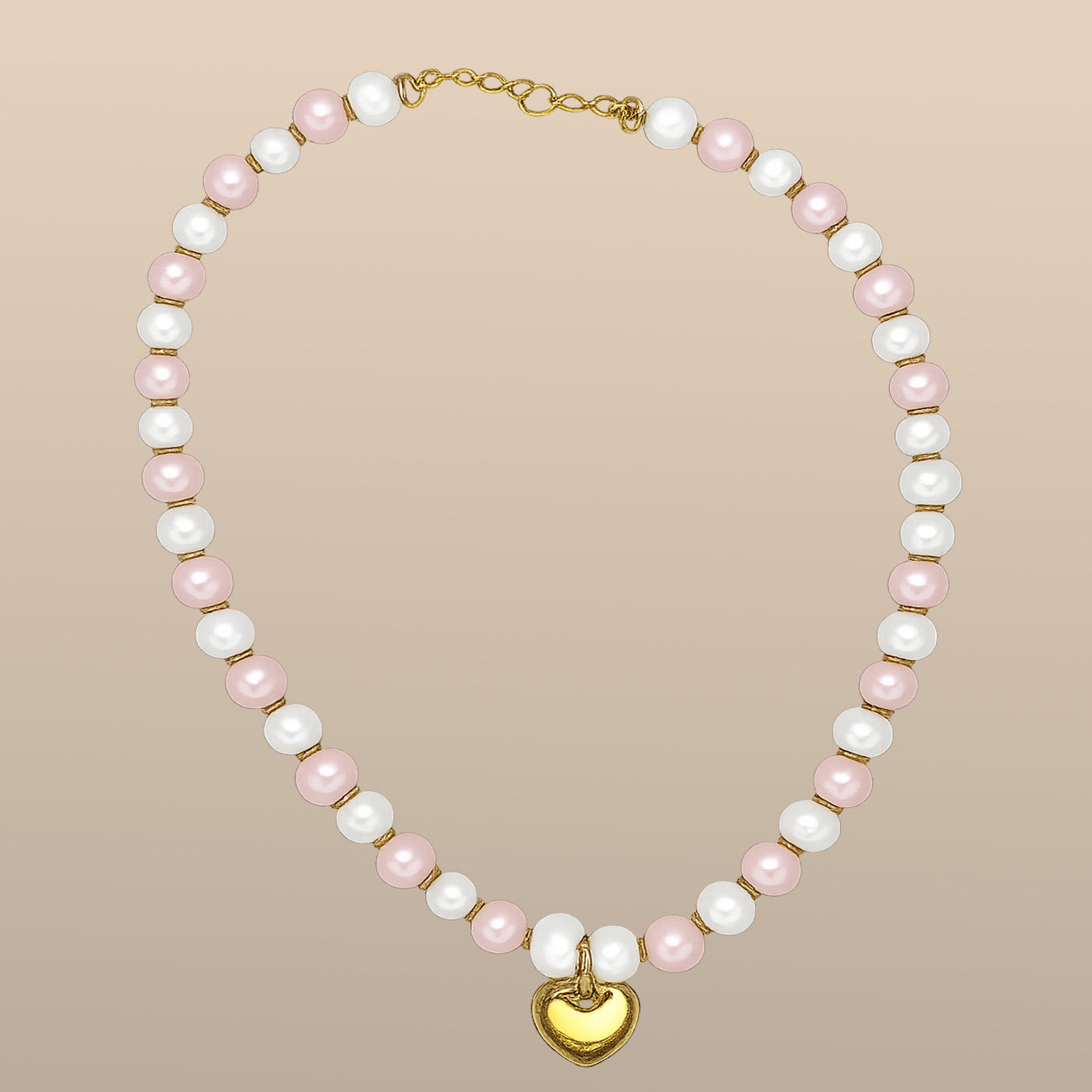 Pink pearl gold heart jewelry