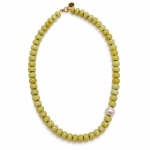 Lemon Pearl Glow - Lemon Jade necklace with freshwater pearl accent